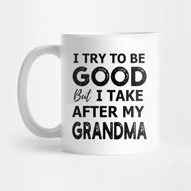 I Try To Be Good But I Take After My Grandma T-shirt For Men, Women, Boys, Girls, Youth And Kids - Funny Shirt With Sayings by parody